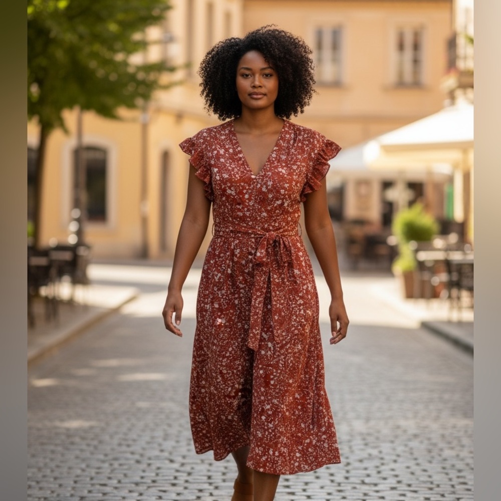 Floral Ruffle Sleeve Dress
